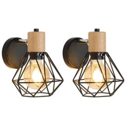 Goeco Pack of 2 Wall Light, Industrial Vintage Wall light, 360° Adjustable in Black