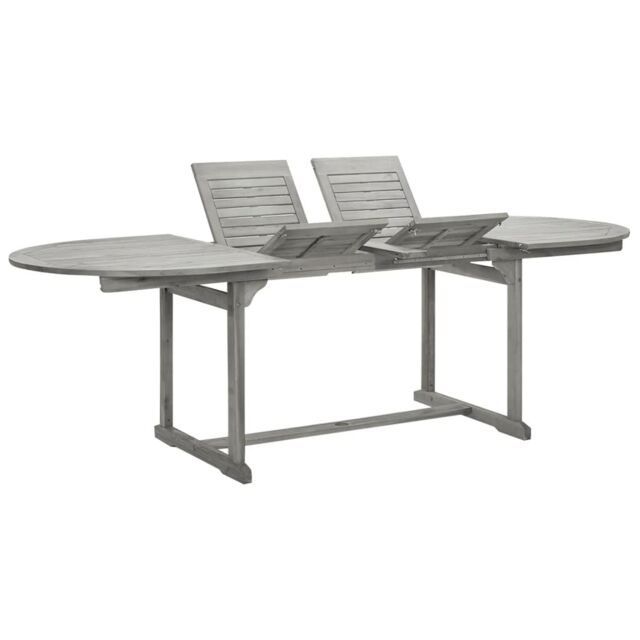 Berkfield Home Garden Dining Table (160-240)x100x75 cm Solid Acacia Wood in Grey - image 1