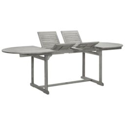 Berkfield Home Garden Dining Table (160-240)x100x75 cm Solid Acacia Wood in Grey - thumbnail 1