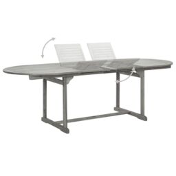Berkfield Home Garden Dining Table (160-240)x100x75 cm Solid Acacia Wood in Grey - thumbnail 4