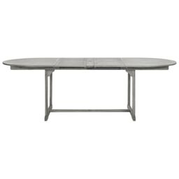 Berkfield Home Garden Dining Table (160-240)x100x75 cm Solid Acacia Wood in Grey - thumbnail 5
