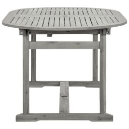 Berkfield Home Garden Dining Table (160-240)x100x75 cm Solid Acacia Wood in Grey - thumbnail 6
