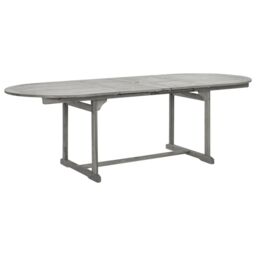 Berkfield Home Garden Dining Table (160-240)x100x75 cm Solid Acacia Wood in Grey - thumbnail 2