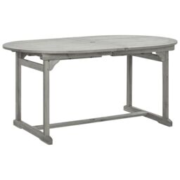 Berkfield Home Garden Dining Table (160-240)x100x75 cm Solid Acacia Wood in Grey - thumbnail 3