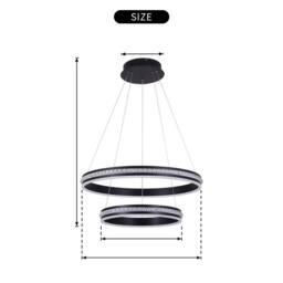 NIVOR 2 Rings Tiered Chandelier, Modern Dimmable LED Acrylic Crystal Pendant in Black - thumbnail 2