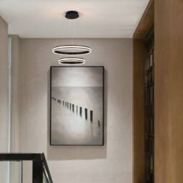 NIVOR 2 Rings Tiered Chandelier, Modern Dimmable LED Acrylic Crystal Pendant in Black - thumbnail 8
