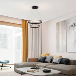 NIVOR 2 Rings Tiered Chandelier, Modern Dimmable LED Acrylic Crystal Pendant in Black - thumbnail 5