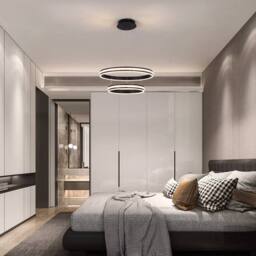 NIVOR 2 Rings Tiered Chandelier, Modern Dimmable LED Acrylic Crystal Pendant in Black - thumbnail 7