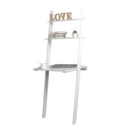 EONLION White Or Grey Ladder Desk 2 Shelf Wooden Computer Table - thumbnail 1