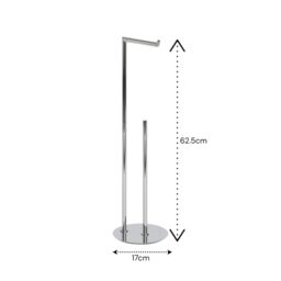 Showerdrape Belgravia Chrome Freestanding Toilet Roll Holder & Spare Combo in Silver - thumbnail 2