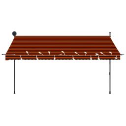Berkfield Home Manual Retractable Awning with LED 350 cm Orange & Brown - thumbnail 4