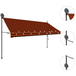 Berkfield Home Manual Retractable Awning with LED 350 cm Orange & Brown - thumbnail 3
