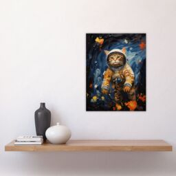 "Artery8 Ground Control To Ginger Tom Artwork Fun Space Cat Oil Painting Unframed Wall Art Print Poster Home Decor Premium - Size: W12"" x H16""" - thumbnail 4