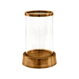 Lemon Pavilion Furniture and Decor Hampton Hurricane Lantern - L24 x W24 x H40 cm - Antique Brass in Clear - thumbnail 1