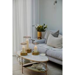 Lemon Pavilion Furniture and Decor Hampton Hurricane Lantern - L24 x W24 x H40 cm - Antique Brass in Clear - thumbnail 3