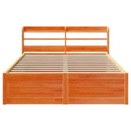 Berkfield Home Bed Frame with Headboard Wax Brown 160x200 cm Solid Wood Pine - thumbnail 4