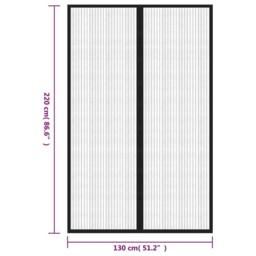 Berkfield Home Insect Door Curtains 2 pcs with Magnet Blocks Black 220x130 cm - thumbnail 8