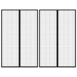 Berkfield Home Insect Door Curtains 2 pcs with Magnet Blocks Black 220x130 cm - thumbnail 2