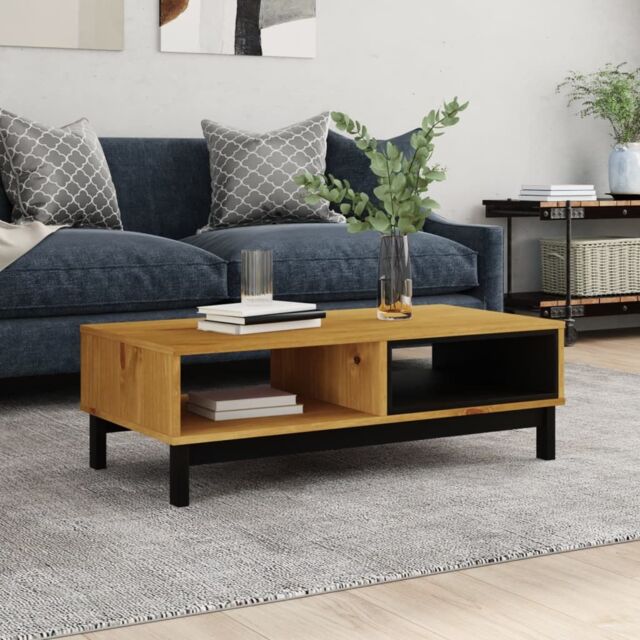 Berkfield Home Coffee Table FLAM 100x50x32.5 cm Solid Wood Pine in Brown - image 1