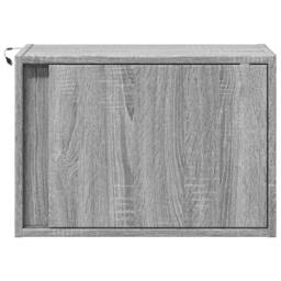 Berkfield Home Durable Wall-mounted Bedside Cabinet with LED Lights Grey Sonoma - thumbnail 6