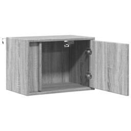 Berkfield Home Durable Wall-mounted Bedside Cabinet with LED Lights Grey Sonoma - thumbnail 7