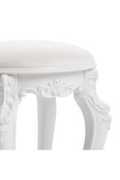 Living and Home Elegant Round Upholstered Dressing Makeup Stool for Vanity in Beige - thumbnail 4
