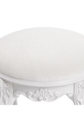 Living and Home Elegant Round Upholstered Dressing Makeup Stool for Vanity in Beige - thumbnail 5