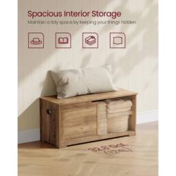 KORVIXA Storage Chest, Storage Bench Blanket Box in Brown - Size: 100 cm - thumbnail 3