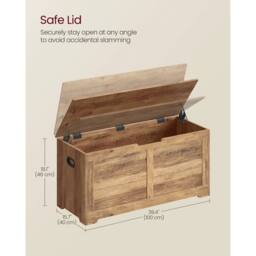 KORVIXA Storage Chest, Storage Bench Blanket Box in Brown - Size: 100 cm - thumbnail 2