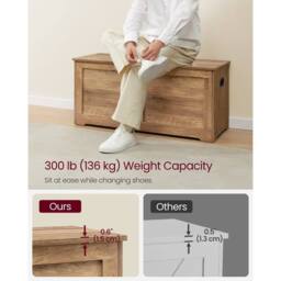KORVIXA Storage Chest, Storage Bench Blanket Box in Brown - Size: 100 cm - thumbnail 4