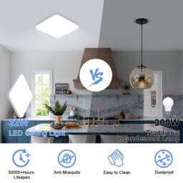 Pheashine Square LED Ceiling Light, 6500K Cool White, 25cm IP Rated Flush Mount in White - thumbnail 4