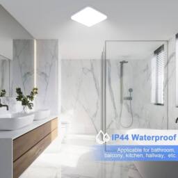 Pheashine Square LED Ceiling Light, 6500K Cool White, 25cm IP Rated Flush Mount in White - thumbnail 6