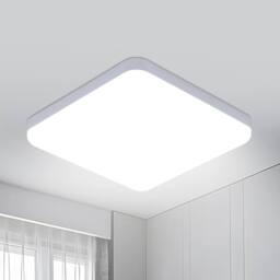 Pheashine Square LED Ceiling Light, 6500K Cool White, 25cm IP Rated Flush Mount in White