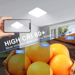 Pheashine Square LED Ceiling Light, 6500K Cool White, 25cm IP Rated Flush Mount in White - thumbnail 5