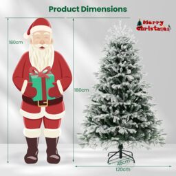Gymax 180CM Pre-Lit Flocked Christmas Tree 1022 Tips & 350 LED Lights Xmas Decor Tree in Green - Size: 6ft - thumbnail 6