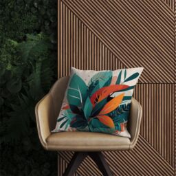 Warren Reed - Designer Green Orange Tropical Leaves Outdoor Cushion - Size: 45 cm x 45 cm - thumbnail 2