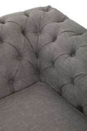 Orsina Two‑Seat Grey Linen Sofa, Button‑Tufted Chesterfield Back & Scrolled Arms, Plush Upholstered Seat - thumbnail 5