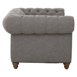Orsina Two‑Seat Grey Linen Sofa, Button‑Tufted Chesterfield Back & Scrolled Arms, Plush Upholstered Seat - thumbnail 3