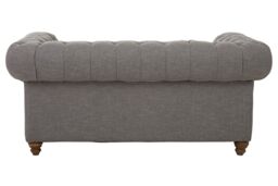 Orsina Two‑Seat Grey Linen Sofa, Button‑Tufted Chesterfield Back & Scrolled Arms, Plush Upholstered Seat - thumbnail 2