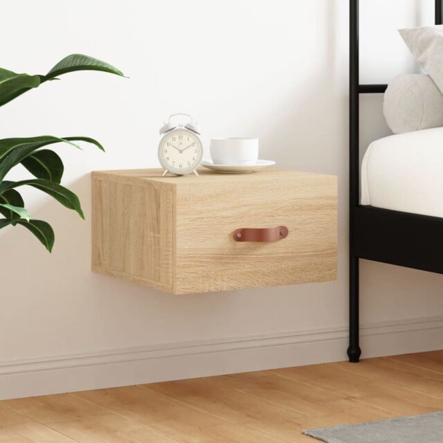 Berkfield Home Wall-mounted Bedside Cabinet Sonoma Oak 35x35x20 cm in Brown - Size: 35 x 35 x 20 cm - image 1