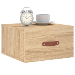 Berkfield Home Wall-mounted Bedside Cabinet Sonoma Oak 35x35x20 cm in Brown - Size: 35 x 35 x 20 cm - thumbnail 3