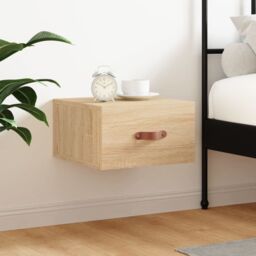 Berkfield Home Wall-mounted Bedside Cabinet Sonoma Oak 35x35x20 cm in Brown - Size: 35 x 35 x 20 cm - thumbnail 1