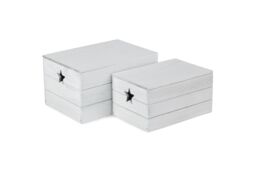 Red Hamper Set of 2 Wooden Vintage Effect Star Cut Out Box in Grey