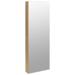 Berkfield Home Mirror Jewellery Cabinet with LED Lights Wall Mounted in Brown - thumbnail 2