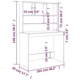 Berkfield Home Desk with Shelves Grey Sonoma 102x45x148 cm Engineered Wood - Size: 102 x 45 x 148 cm - thumbnail 8
