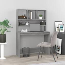 Berkfield Home Desk with Shelves Grey Sonoma 102x45x148 cm Engineered Wood - Size: 102 x 45 x 148 cm - thumbnail 2