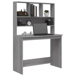 Berkfield Home Desk with Shelves Grey Sonoma 102x45x148 cm Engineered Wood - Size: 102 x 45 x 148 cm - thumbnail 4