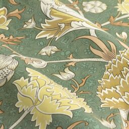 Morris & Co Cray Floral Velvet Room Darkening Pencil Pleat Curtains in Green - Size: 117 cm width x 183 cm drop - thumbnail 6