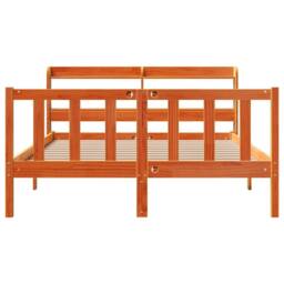 Berkfield Home Beautiful Bed Frame with Headboard without Mattress Wax Brown 135 - Size: Double - thumbnail 4