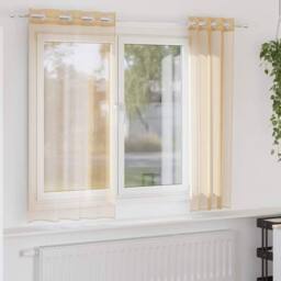 Berkfield Home Voile Curtains with Grommets 2 pcs Sand in Tan - thumbnail 2